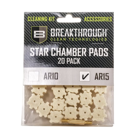 Breakthrough Clean Technologies AR-15 Chamber Star Pads, 8-32 Threads Male/Male Adapter, 20PK BT-AR15SCP-20PK